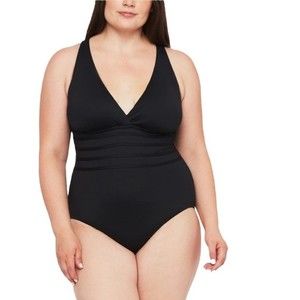 NWOT LA BLANCA Island Goddess Multi-Strap Cross-Back One Piece - Black